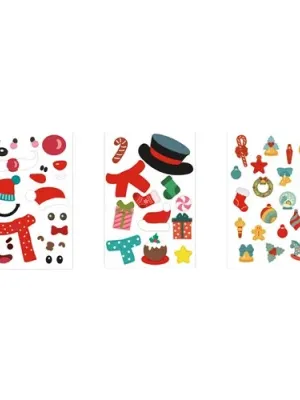 GLIMN. Set de six feuilles avec figurines de Noël et 3 feuilles d'autocollants