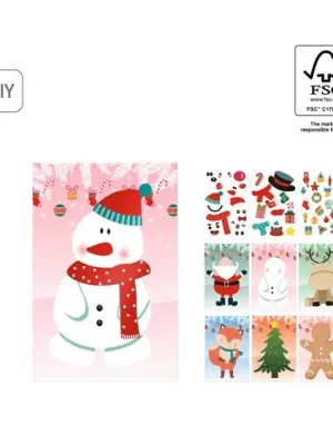GLIMN. Set de six feuilles avec figurines de Noël et 3 feuilles d'autocollants