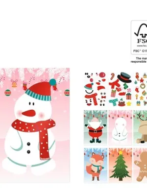 GLIMN. Set de six feuilles avec figurines de Noël et 3 feuilles d'autocollants