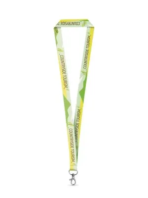 WINDSOR. SET Lanyard SUBLIMATION Long II (20 mm) en poliéster reciclado (100% rPET) con mosquetón de gatillo de 20 mm