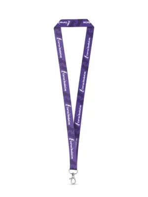 WINDSOR. SET Lanyard SUBLIMATION Long II (20 mm) en poliéster reciclado (100% rPET) con mosquetón de gatillo de 20 mm – Blanc