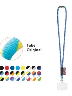 WATFORD. SET Lanyard TUBE Long (Ø 7 mm) avec mousqueton à déclenchement de 9 mm, fermoir de sécurité Ø 7 mm et