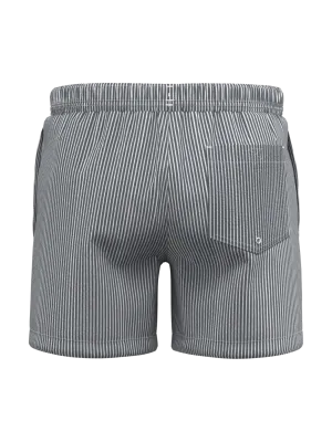Eco-friendly men's striped swim shorts – White / Iron Grey Stripes