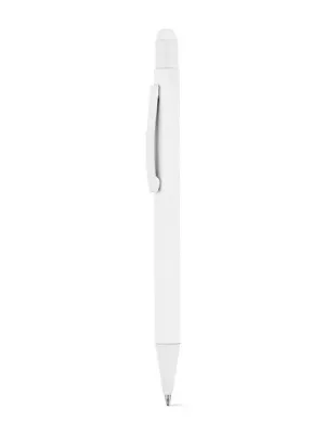 CLINT TOUCH. Stylo à bille au design moderne, fabriqué à partir d'aluminium recyclé (100% rAL), avec une finition en caoutchouc – Blanc