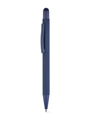 CLINT TOUCH. Stylo à bille au design moderne, fabriqué à partir d'aluminium recyclé (100% rAL), avec une finition en caoutchouc – Bleu