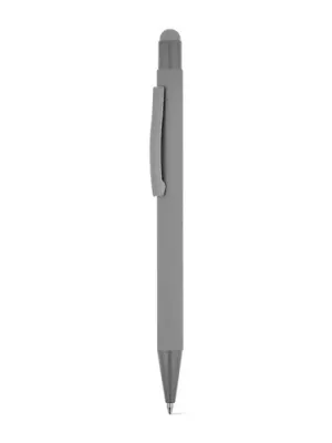 CLINT TOUCH. Stylo à bille au design moderne, fabriqué à partir d'aluminium recyclé (100% rAL), avec une finition en caoutchouc – Gris