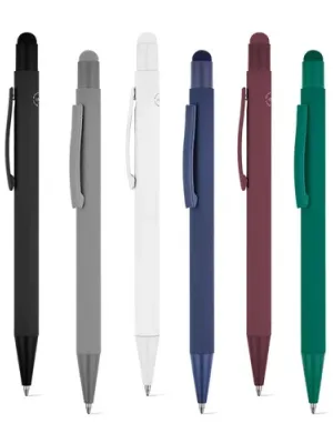 CLINT TOUCH. Stylo à bille au design moderne, fabriqué à partir d'aluminium recyclé (100% rAL), avec une finition en caoutchouc