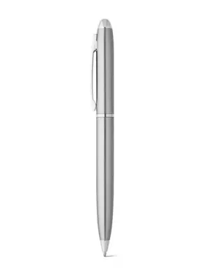 CHRIS. Stylo à bille avec corps en acier inoxydable (53% rSS) avec clip – Argenté satiné