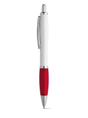 MOVE BK. Stylo à bille en ABS blanc avec clip en métal – Rouge