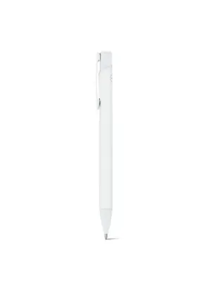 CLINT. Bolígrafo de aluminio reciclado (100% rAL) con acabado de goma – Blanc
