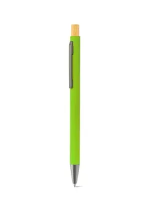 ZYLEN. Ballpoint pen in recycled aluminum (100% rAL), with rubber finish – Vert clair