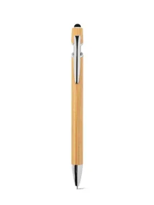 NEIL BAMBOO. Bolígrafo de bambú con detalles de aluminio cromado