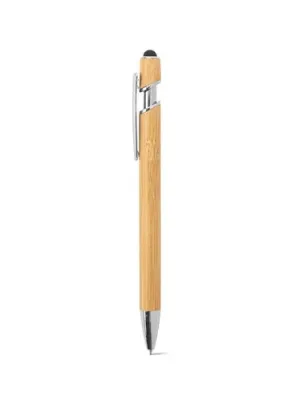 NEIL BAMBOO. Bolígrafo de bambú con detalles de aluminio cromado