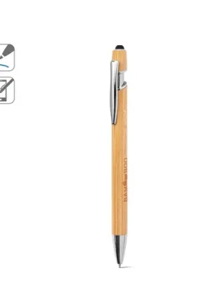 NEIL BAMBOO. Bolígrafo de bambú con detalles de aluminio cromado
