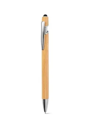 NEIL BAMBOO. Bolígrafo de bambú con detalles de aluminio cromado – Naturel