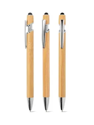 NEIL BAMBOO. Bolígrafo de bambú con detalles de aluminio cromado