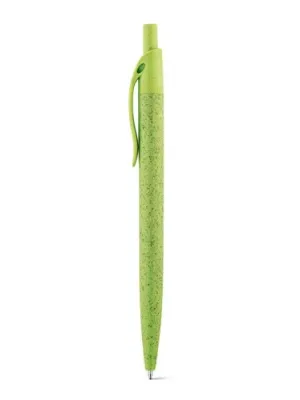 CAMILA. Wheat straw fibre and ABS ball pen with clip – Vert clair