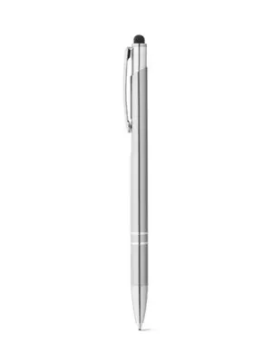 GALBA. Aluminium ball pen with touch tip and clip – Argenté satiné