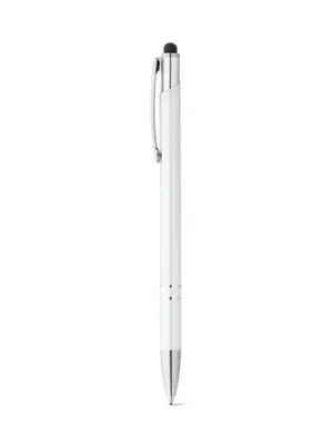 GALBA. Aluminium ball pen with touch tip and clip – Blanc