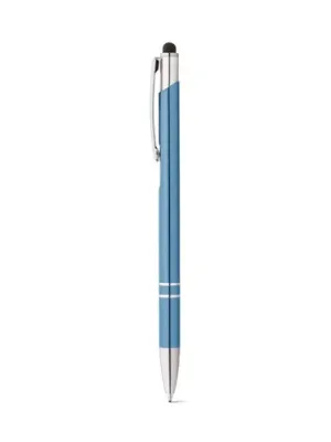 GALBA. Aluminium ball pen with touch tip and clip – Bleu clair