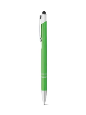 GALBA. Aluminium ball pen with touch tip and clip – Vert clair