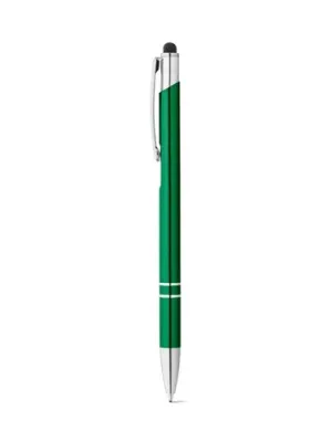 GALBA. Aluminium ball pen with touch tip and clip – Vert
