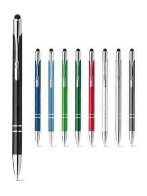 GALBA. Aluminium ball pen with touch tip and clip
