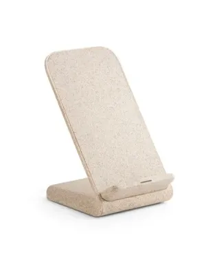 ENGLERT. Support pour smartphone avec chargeur sans fil rapide 10W en ABS recyclé (70 % rABS) et fibre de paille de blé – Naturel