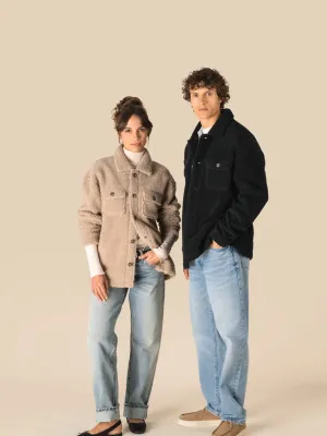 Unisex sherpa dropped shoulders overshirt