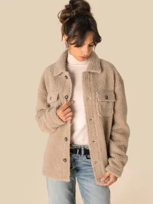 Unisex sherpa dropped shoulders overshirt