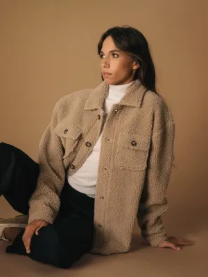 Unisex sherpa dropped shoulders overshirt