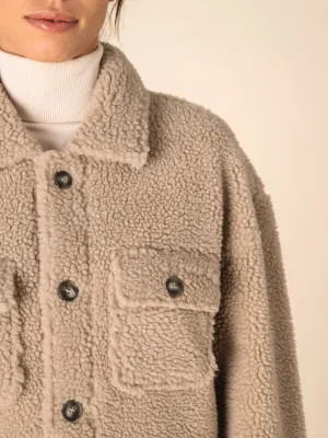 Unisex sherpa dropped shoulders overshirt