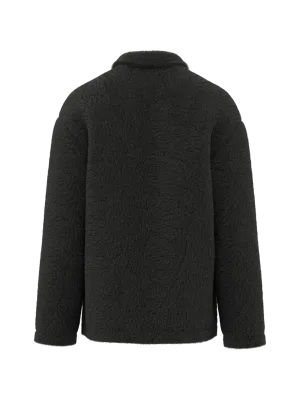 Unisex sherpa dropped shoulders overshirt – Black