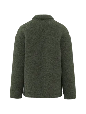 Unisex sherpa dropped shoulders overshirt – Forest Khaki