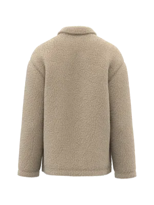 Unisex sherpa dropped shoulders overshirt – Wet Sand