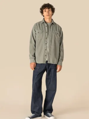 Eco-friendly men's washed effect corduroy overshirt