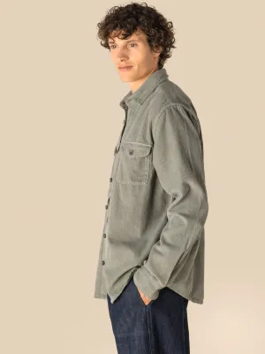 Eco-friendly men's washed effect corduroy overshirt
