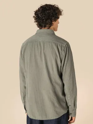 Eco-friendly men's washed effect corduroy overshirt