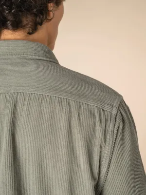 Eco-friendly men's washed effect corduroy overshirt