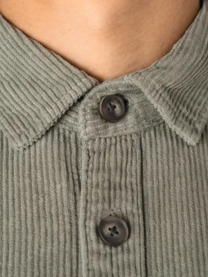 Eco-friendly men's washed effect corduroy overshirt