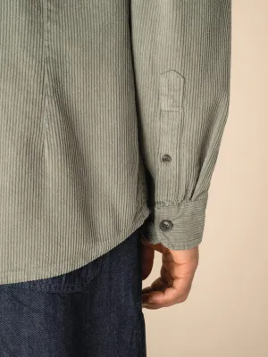 Eco-friendly men's washed effect corduroy overshirt