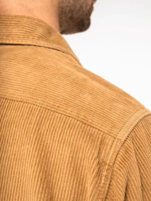 Eco-friendly men's washed effect corduroy overshirt