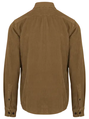 Eco-friendly men's washed effect corduroy overshirt – Washed Brown Sugar