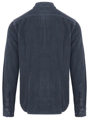 Eco-friendly men's washed effect corduroy overshirt – Washed Navy Blue