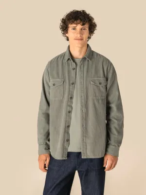 Eco-friendly men's washed effect corduroy overshirt