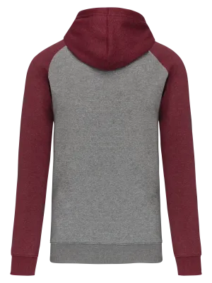 Sweat-shirt à capuche bicolore unisexe – Grey Heather / Wine Heather
