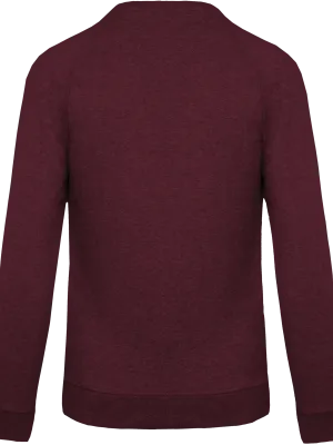 Men's organic cotton crew neck raglan sleeve sweatshirt – Wine Heather