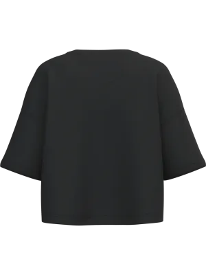 Sudadera corta de manga corta y cuello redondo de mujer – Black