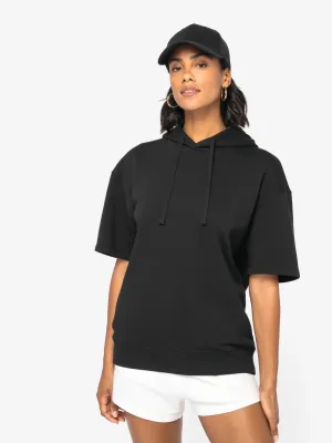 Sweat-shirt écoresponsable à capuche à épaules tombantes manches courtes French Terry unisexe