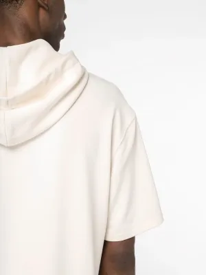 Sweat-shirt écoresponsable à capuche à épaules tombantes manches courtes French Terry unisexe